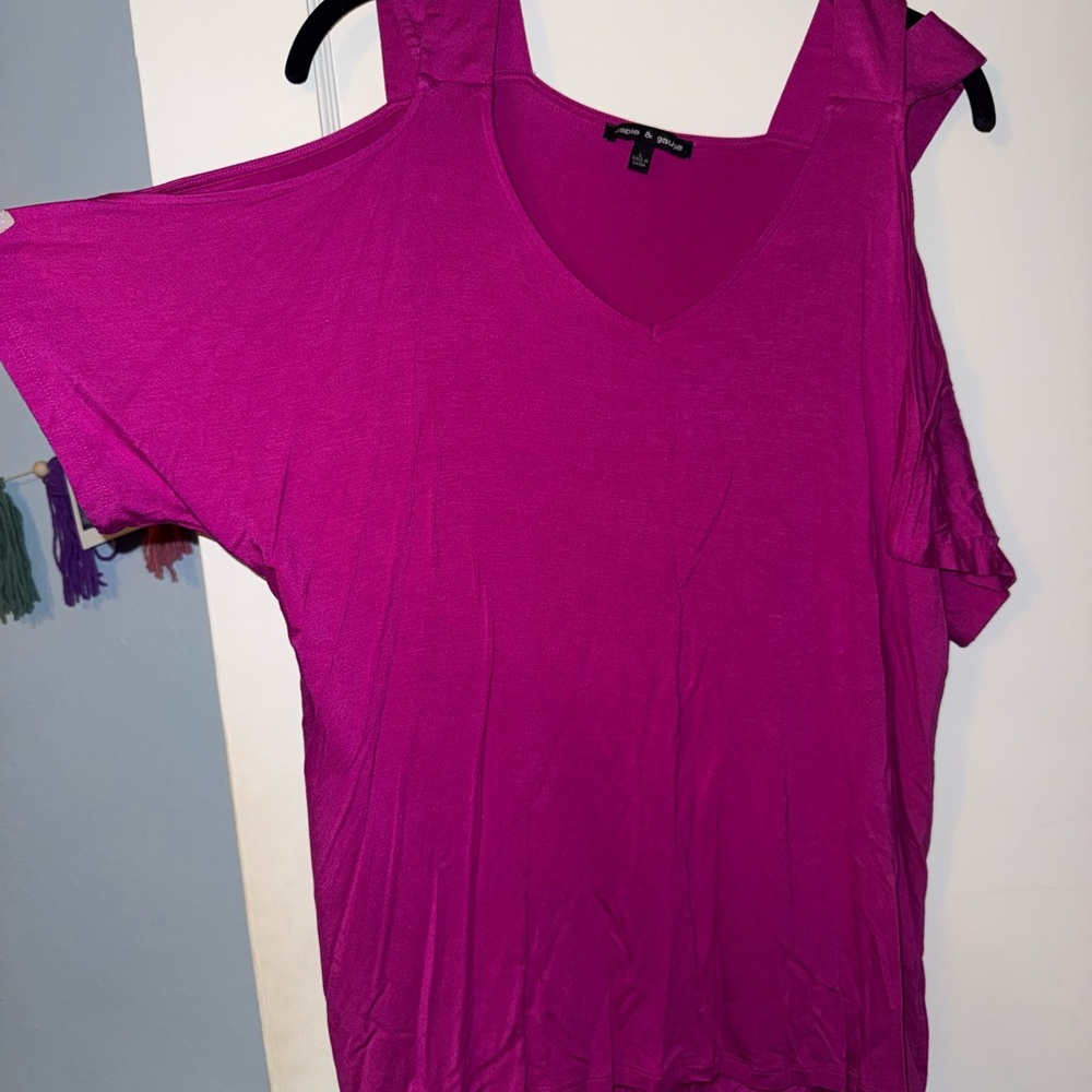 Vibrant Pink Women's Cold Shoulder Top